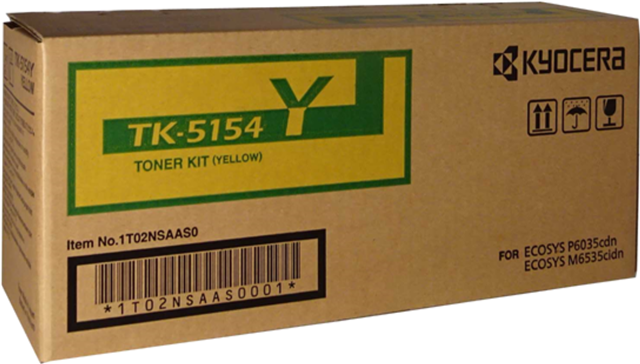 TK-5154Y, Compatible with: FS-P6035CDN, M6535cidn</br>Yield ~10,000 Pages (at 5% Coverage)