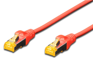 Shielded CAT6A  patch cable with kink protection and strain relief, RJ-45 Connecter, AWG 26/7,  Cat6A supports speeds up to 10 Gigabit Ethernet with distance up to 100 meters</br>(transfer rate 10,000 Mb/s)(transmission rate 500 MHz), 3m Red