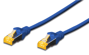 Shielded CAT6A  patch cable with kink protection and strain relief, RJ-45 Connecter, AWG 26/7,  Cat6A supports speeds up to 10 Gigabit Ethernet with distance up to 100 meters</br>(transfer rate 10,000 Mb/s)(transmission rate 500 MHz), 5m Blue