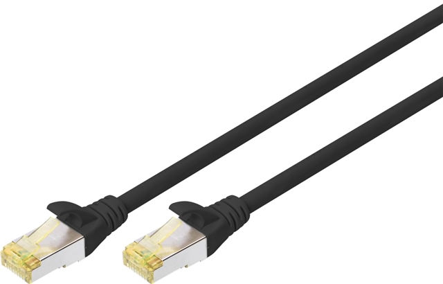 Shielded CAT6A  patch cable with kink protection and strain relief, RJ-45 Connecter, AWG 26/7,  Cat6A supports speeds up to 10 Gigabit Ethernet with distance up to 100 meters</br>(transfer rate 10,000 Mb/s)(transmission rate 500 MHz), 10m Black