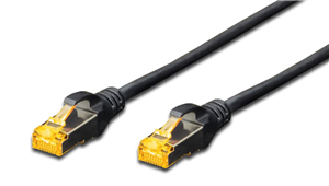 Shielded CAT6A  patch cable with kink protection and strain relief, RJ-45 Connecter, AWG 26/7,  Cat6A supports speeds up to 10 Gigabit Ethernet with distance up to 100 meters</br>(transfer rate 10,000 Mb/s)(transmission rate 500 MHz), 10m Black