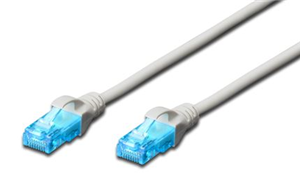 Unshielded CAT 5e patch cable with kink protection and strain relief Connection 1:1 4x 2 AWG 26/7 Twisted pair  CAT 5e certified.