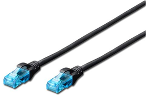 Unshielded CAT 5e patch cable with kink protection and strain relief Connection 1:1 4x 2 AWG 26/7 Twisted pair  CAT 5e certified.