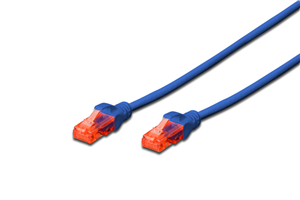 Unshielded CAT 6 patch cable with kink protection and strain relief. Connection 1:1 4x 2 AWG 26/7 Twisted pair.
