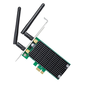 AC1200 Dual Band Wireless PCI Express Adapter, Beamforming, Up to 1200 Mbps Wi-Fi speeds (867 Mbps on 5 GHz band and 300 Mbps on 2.4 GHz band), 802.11ac/a/b/g/n, 2 detachable external antennas, Includes low profile bracket</br></br></br>