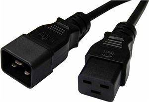 1M IEC 16A Power Extension Cord. (C20 Plug to C19 Socket)  BLACK </br></br>