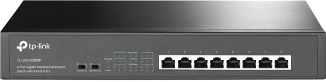 8 x 10/100/1000Mbps RJ45 ports,</br>Equipped with 8 PoE+ ports to power 8 PoE devices at the same time,</br>Works with IEEE 802.3af or 802.3at compliant up to 30W per port device,</br>Innovative energy-efficient technology reduces power consumption,</br>Rack mountable with included rack mount bracket,</br>Total PoE power budget up to 126W,</br>Plug and play design, no configuration required</br>