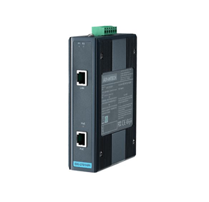Supports 10/100/1000Base-T (X) for PoE+ OUT and Data IN</br>Power input (24 ~ 48 VDC), inject 30 W for each port</br>Provides slim size and DIN-rail/Wall mount with IP30 metal mechanism
