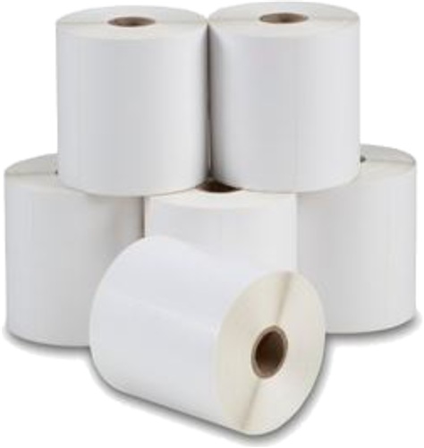 1000 54x40mm Permanent Labels on a small core roll.