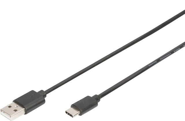 USB Type-C connection/charging cable, Type C to A, Male to Male, 1.8m, 3Amp, 480Mbps, USB2.0
