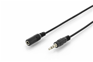 3.5mm Audio extension cable, M/F 2x 01/10, 1.5M, Black