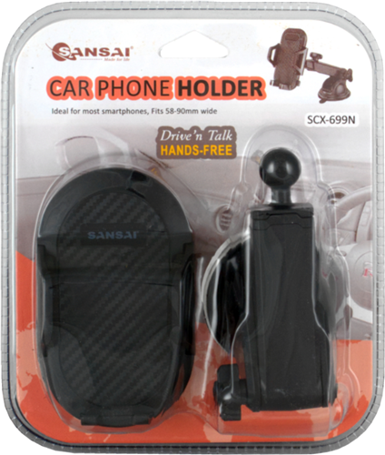 Extendable and adjustable arm</br>360 degree rotation, fits phones 58mm to 90mm width</br>Clamshell </br></br></br>