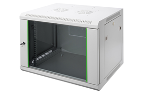 DIGITUS 7U SERVER CABINET 416 x 600 x 450mm H*W*D </br>Wall mountable</br>Lockable safety glass door (IP20)</br>483mm 19" profile rails mounted on from side of cabinet</br>Max installation depth of 450mm</br>Cable entry on rear side, roof and base</br>Passive ventilation slots</br>Carton Dimension: 660*540*465