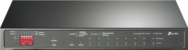 9 10/100/1000Mbps RJ45 ports, 1 Gigabit SFP port</br>With 8 PoE+ ports, transfers data and power on one single cable</br>Working with IEEE 802.3af/at compliant PDs, expands home and office network</br>802.1p/DSCP QoS enable smooth latency-sensitive traffic</br>High PoE power budget with up to 30W for each PoE port and 63W for all PoE ports</br>Easy to use, with no configuration and installation needed</br>