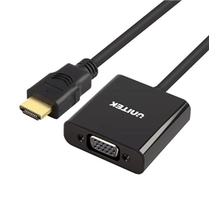 UNITEK HDMI to VGA Converter with Audio. 17cm Cable Length. Convert Signal from HDMI to VGA. Supports Resolution up to Full HD 1080p. Supports 3D, 24K Gold-Plated Connector. Plug and play