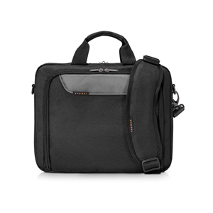 EVERKI Advance Briefcase Notebook bag 13-14.1'", Separate zippered accessory pocket , Front stash pocket, Trolley handle pass through strap, Ergonomic shoulder pad</br> - Trolley Handle Pass-Through</br> - Ergonomic Two-Way Adjustable Shoulder Strap</br> - High-Contrast Lining