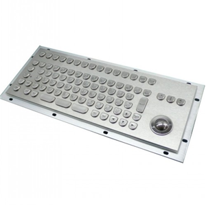 A IP65 vandal proof and water resistant metal keyboard for industrial application. Incorporates 2x USB connectors rather than PS/2