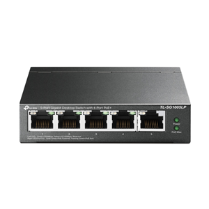 5-Port Gigabit Desktop PoE+ Switch, 5x 10/100/1000Mbps RJ45 ports including 4 PoE ports, steel case, 802.3af/at for up to 30W per port, up to 40W PoE total</br>