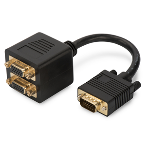 VGA monitor splitter cable is a quick and economical method of connecting 2 monitors to 1 VGA video port on a single PC