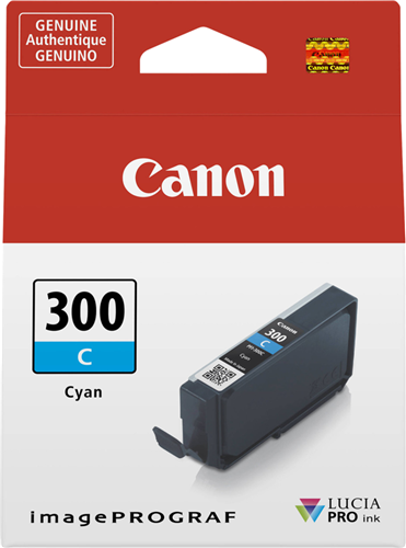 Compatible with: ImageGRAF Pro-300 Cartridge PFI300C</br></br>This standard yield ink cartridge lasts for up to 82 A3+ pages or 735 4x6 pages at 5% coverage.