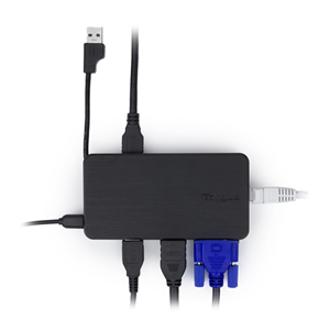 Targus USB 3.0 & USB-C Dual Travel Dock. Works With PCs, Macs, and Android Devices. 1x HDMI, 1x VGA</br>Limited 3-Year Warranty</br>12.00 x 1.60 x 6.10 cm (L x W x H)
