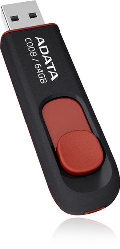 USB 2.0, Retractable USB, 10g, 59.95x19.83x8.85 Black Red Slider 64 UFD