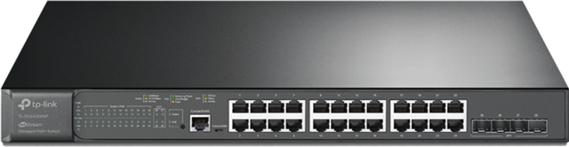 24-Port Gigabit L2 Managed PoE+ Switch, support 802.3af/at-compliant PoE and 4 SFP+ 10GbE slots, 384W PoE Budget</br></br>P&bull;	Integrated into Omada SDN: Zero-Touch Provisioning (ZTP)**, Centralised Cloud Management, and Intelligent Monitoring.</br>&bull;	Centralised Management: Cloud access and Omada app for convenience and easy management.</br>