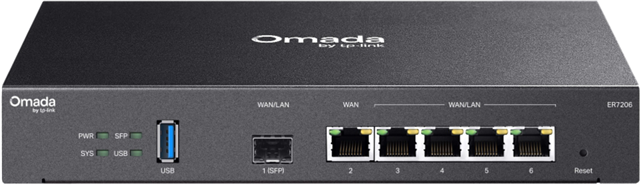 1 Fixed Gigabit SFP WAN Port</br>1 Fixed Gigabit RJ45 WAN Port</br>2 Gigabit RJ45 WAN/LAN Ports</br>802.1Q VLAN</br>VPN: IPSec, PPTP, L2TP, Open VPN</br>Omada SDN Remote Management and Zero Touch Provisioning</br>