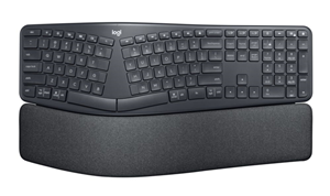 Type more naturally with ERGO K860—an advanced ergonomic keyboard that promotes a more relaxed typing posture— – reducing wrist bending by 25% and offering 54% more wrist support (5). The curved, split keyframe reduces muscle strain on your wrists and forearms. And the pillowed wrist rest offers comfort and the optimal ergonomic position.