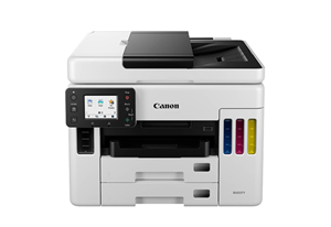 Print/Copy/Scan/Fax, USB/Ethernet/WiFi, 24 ipm (Mono), 15.5 ipm (Colour), Dual 250-sheet Paper Trays. ADF with Auto Duplex Scanning, Cartridge-free Ink Tank System, Refill Bottles: Black GI66 (6000pages); Colour GI66C/GI66M/GI66Y (14000 pages)