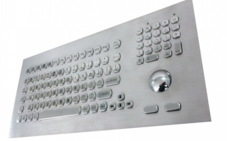 A IP65 vandal proof and water resistant metal keyboard for industrial application. Supports Panel mounting, and full 104 key layout</br></br>Default is PS2 connection - USB model available. Contact sales