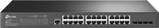 &bull;	Full Gigabit Ports: 24&times; gigabit RJ45 ports and 4&times; gigabit SFP Slots provide high-speed connections.</br>&bull;	Integrated into Omada SDN: Zero-Touch Provisioning (ZTP)*, Centralized Cloud Management, and Intelligent Monitoring.</br>&bull;	Centralised Management: Cloud access and Omada app for convenience and easy management.</br>&bull;	Static Routing: Helps route internal traffic for more efficient use of network resources.</br>&bull;	Robust Security Strategies: IP-MAC-Port Binding, ACL, Port Security, DoS Defend, Storm control, DHCP Snooping, 802.1X, Radius Authentication, and more.</br>&bull;	Optimise Voice and Video Applications: L2/L3/L4 QoS and IGMP snooping.</br>&bull;	Standalone Management: Web, CLI (Console Port, Telnet, SSH), SNMP, RMON, and Dual Image bring powerful management capabilities</br>