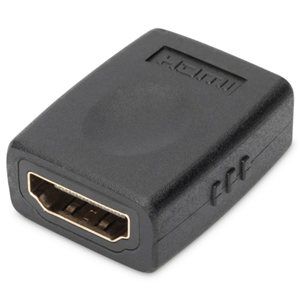 HDMI adapter, type A, F/F, Full-HD, bl, gold, 4K/Ultra HD and 3D capable + Ethernet connectivity. This Full HD (1080p) and 3D suitable adapter can be used for extension of two connection cables, for example..