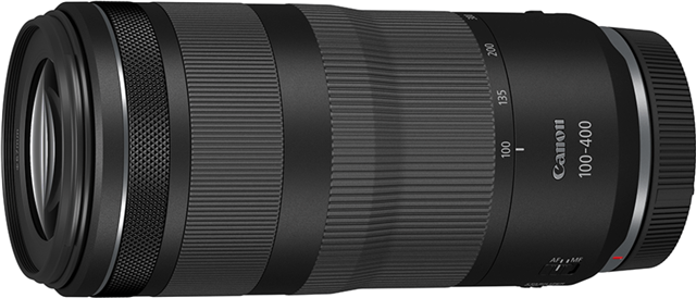 RF 100-400mm, f/5.6 - 8, minimum focusing distance 0.88m, 67mm filter, weight 635g, supports 1.4x and 2x extenders