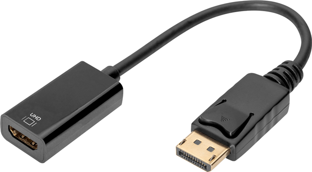 Active DP (Male) - HDMI type A (Female), Support 4K/2K with 30Hz, Support D++ Dual-Mode, Supports 4 lanes at both with data rates up to 2.7 Gbps, Supports resolutions up to 4096 x 2160, HDCP 1.3 compatible, Deep Color 24bit, Built in automatic receiver equalization, DisplayPort standard: DisplayPort 1.2, HDTV Resolution max.: 1920 x 1080 Pixel, 60Hz, Length: 0.2 m, Shielding: Double shielding, AWG: 28, UL certified: UL20276, Wire material: CU, Connector surface: nickel-plated,Ferrite filter: none.</br>