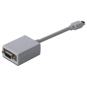 DisplayPort adapter cable, mini DP - HD15, M/F, 0.15m, DP 1.1a compatible, UL, CE, white, This adapt. for example is ideal to connect a MacBook, MacBook Air, MacBook Pro, iMac, Mac Mini and Mac Pro to a VGA Monitor, beamer, LCD/TFT monitor with a VGA Monitor cable