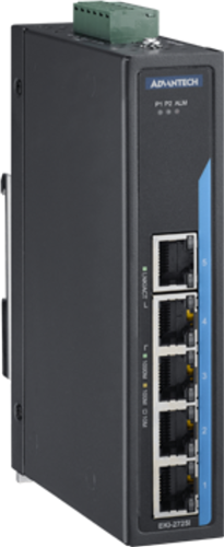 The EKI-2725 supports Gigabit Ethernet. The power is a +12V ~ 48VDC redundant input design, and is secured with a double protection mechanism: Power Polarity Reverse Protect and an Overload Current Resetable Fuse. The EKI-2725 tolerates reverse power wiring while the later secures the system from overload currents. As the power supply turns normal, EKI-2725 will automatically get back to normal operation state. Wide Temperature Grade
