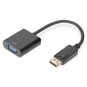 This adapter / converter suits for example ideal to connect a notebook or computer with DP interface to a VGA monitor, beamer, LCD/TFT monitor with a VGA monitor cable.</br>