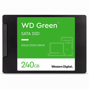 SATA 6Gb/sec, 240GB WD Green, 2.5" Internal Solid State Drive. Up to 545MB/s Read, 3D NAND Flash, 47.5g, 69.85x100.45x7.