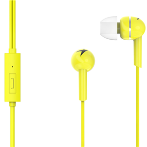 Delivers rich bass and clear sound</br>Multiple size ear tips</br>In line control</br>Yellow