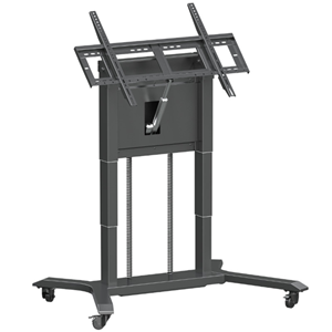 The newly designed CommBox Tilt Motorised Stand is a robust  trolley that allows you to raise and lower screen as well as tilt into a fully flat table top. Extremely stable – designed to fit through doorways. 100mm castors for easy movement. To suit 55"" to 86"" screens.