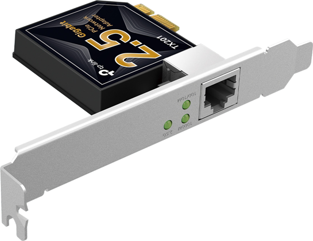 PCIe 2.5Gb Ethernet, backward compatible with 1Gb and 100Mb</br>Standard and Low Profile Brackets included in Box</br>