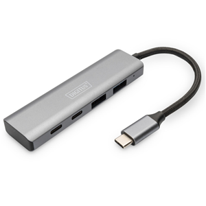With the DIGITUS USB-C 4-Port Hub, you can extend your existing notebook with USB-C port by 2x USB 3.0 and 2x USB-C ports. Use up to four additional USB devices, such as mouse, keyboard or USB sticks, on your notebook. Thanks to its slim design, the 4-port hub is an ideal companion on trips, but is also indispensable in home and office.