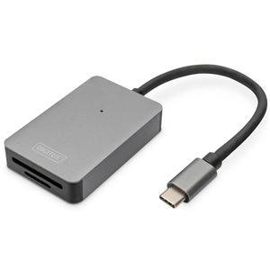 The DIGITUS USB-C SD Card Reader enables super-rapid transmission of your data to your PC or Mac. You have the option of using UHS-II SD 4.0 memory cards and transferring data at a speed of 300 Mb/s.