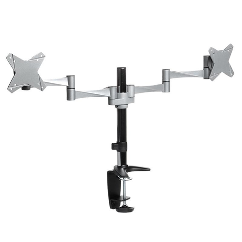 Dual Monitor Stand with Clamp/Grommet Base, 13" - 27", 8kg max per display, Tilt, Swivel, Raise, Rotate, VESA 75x75, 100x100, No stand available