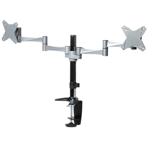 Dual Monitor Stand with Clamp/Grommet Base, 13" - 27", 8kg max per display, Tilt, Swivel, Raise, Rotate, VESA 75x75, 100x100, No stand available