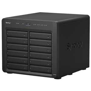 The 12-bay Synology DiskStation DS2422+ is a capable choice for small and medium businesses with large storage, file sharing, and data protection requirements in a multi-user environment. It comes with powerful storage management, file syncing, surveillance, and backup software, and is suitable for editing high-quality video and as VM storage.