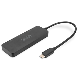 USB-C - 3x HDMI MST Video Hub DP 1.4, HDMI 2.0, 4K/60Hz</br></br>MST Hub for connection of up to 3 external monitors via a video output on the notebook/PC - Increase your productivity with multiple screens</br></br>The DIGITUS® MST Hub uses Multi Stream Transport (DisplayPort™ 1.2 function), which allows multiple AV signals to be transported over a single cable. This enables the use of multiple monitors that are connected via the MST Hub configuration. The MST Hub can distribute different video streams to the three connected screens. In general, it supports three reproduction modes: Mirror (1 signal mirrored on 3 displays), extend (3 signals on 3 displays), distribute (1 signal distributed across 3 displays).