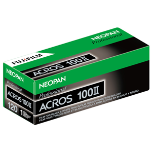 FUJIFILM Neopan 100 Acros II is an orthopanchromatic black and white negative film characterized by its extremely fine grain structure and wide tonal range. Super Fine-S Grain Technology is employed to deliver the distinct tight grain structure and alignment along with high acutance and smooth tonal rendering to suit both scanning and enlarging applications. Its medium-speed ISO 100 nominal sensitivity suits working in a variety of outdoor conditions and enhanced reciprocity characteristics also benefit working with longer exposure times. Additionally, Acros II incorporates P.I.D.C. Technology (Precision Iodine Distribution Control), which provides stable processing results when manually developing the film in small tanks or automatically in larger processors.</br>120 Film