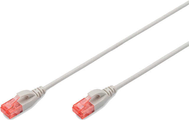 CAT 6 U-UTP slim patch cord, Cu, LSZH AWG 28/7, length 0.25 m, color grey</br>Enables flexible and space-saving cabling in your network.